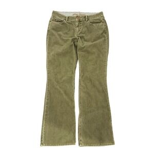 Eddie Bauer Classic Corduroy Pants Womens 10 Olive Green Flare Leg Stretch Cord